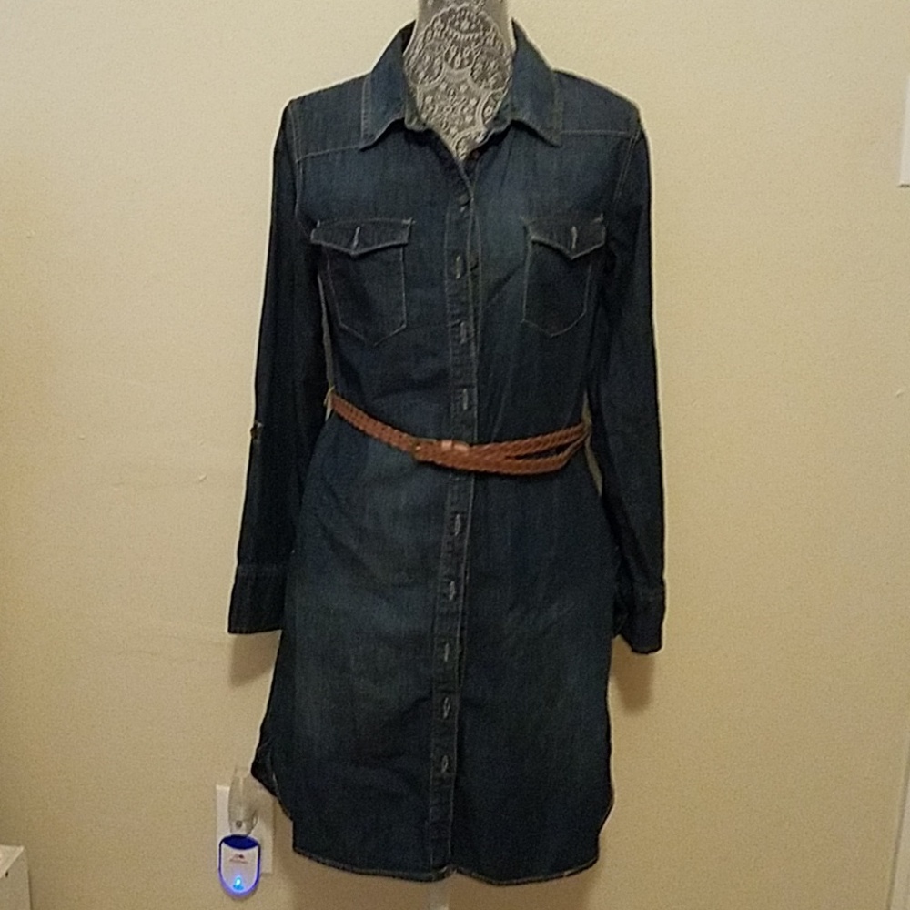 Denim button up dress